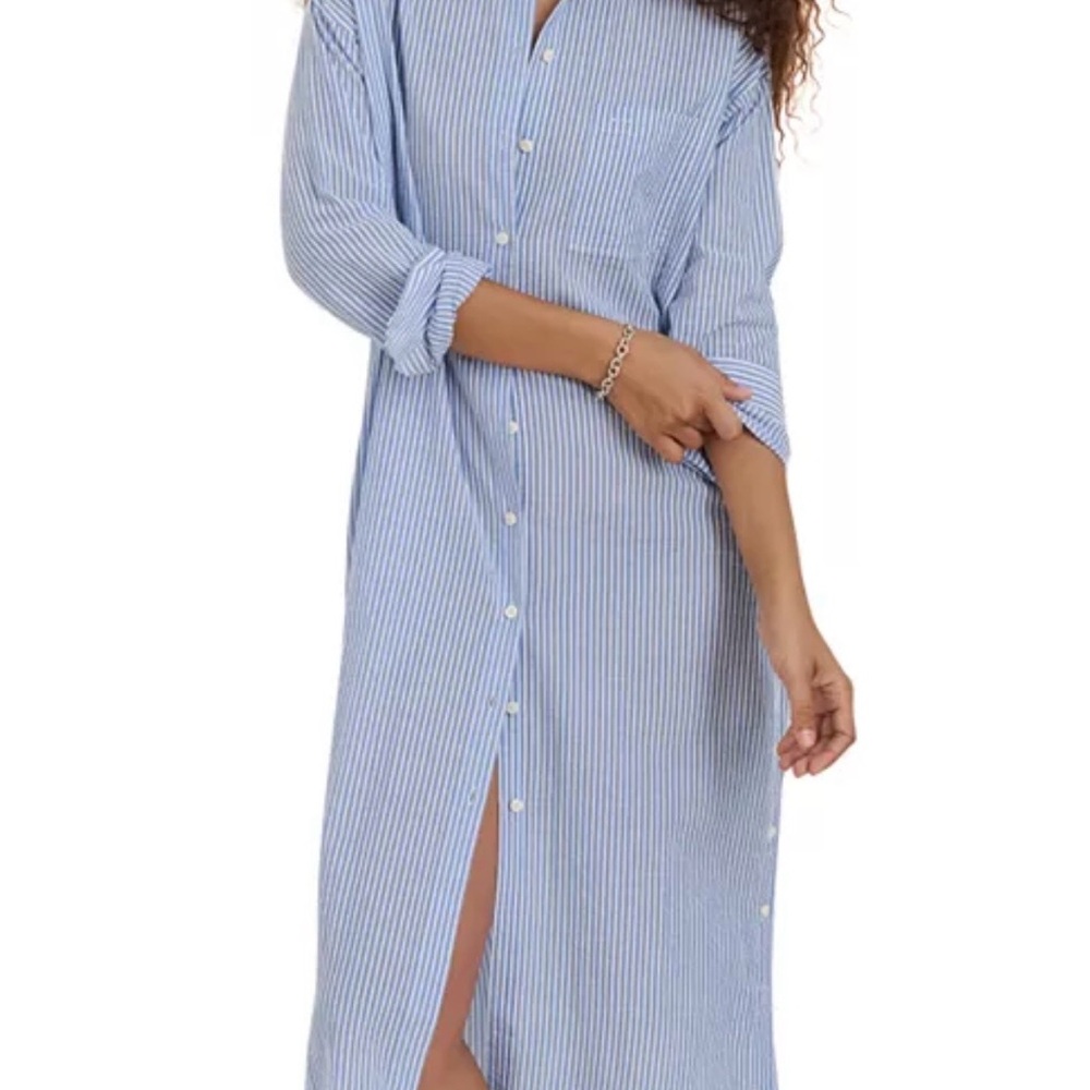 Alex Mill Kerry Dress Blue & White Striped Button-Front seersucker